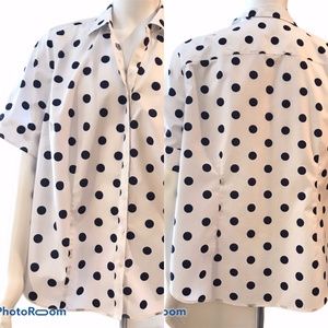 White with Navy Blue Polka Dot Top 18W